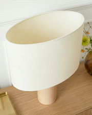 Close-up of material and construction detail — Poplar Cylinder Oval Shade Table Lamp