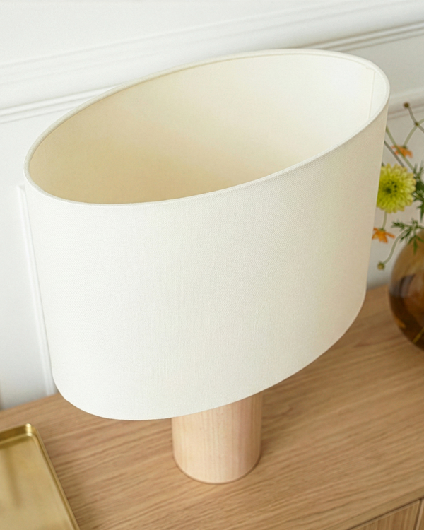 Poplar Cylinder Oval Shade Table Lamp