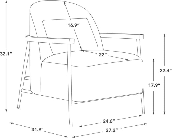 Camel Boucle Mid-Century Armchair – chair (view 3) | Roost & Roam