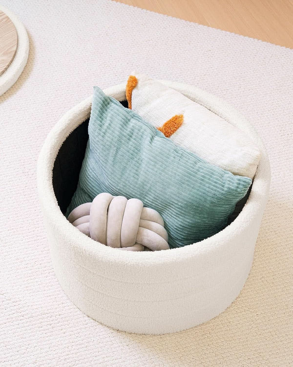 Boucle Round Storage Ottoman – ottoman (view 4) | Roost & Roam