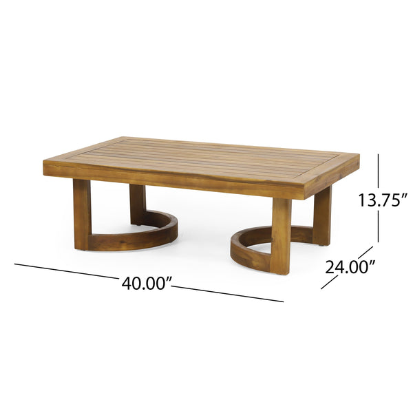 Close-up of acacia wood grain and teak-finish detail — Acacia Wood Outdoor Loveseat Set