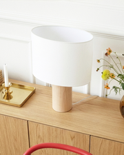 Poplar Cylinder Oval Shade Table Lamp