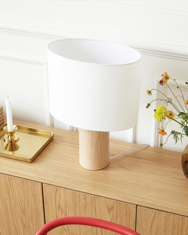 Poplar Cylinder Oval Shade Table Lamp