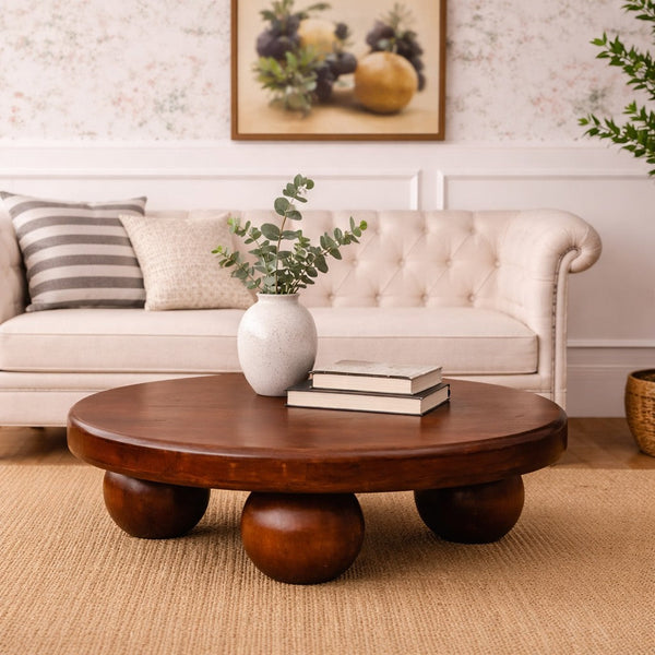 Round Mango Wood Bola Coffee Table