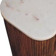 Fluted Mango Wood Marble-Top Nightstand