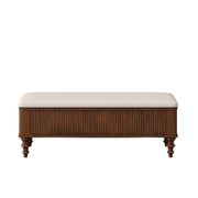 Fluted Rubberwood Storage Ottoman Bench