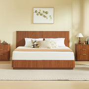 Fluted Walnut-Finish King Bed Frame