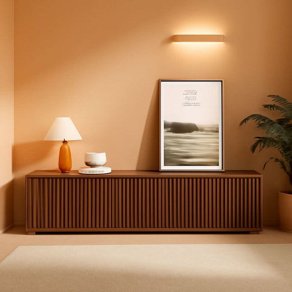 Slatted Wood-Grain Media Console