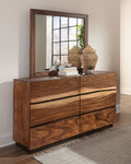 Smokey Walnut Six-Drawer Dresser with Mirror