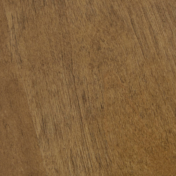 Close-up of corner joinery and wood construction detail — Elm-Finish Triangle Wood Side Table