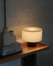Drum Shade Wood-Base Table Lamp