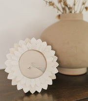 Carved Bone Bloom Round Picture Frame
