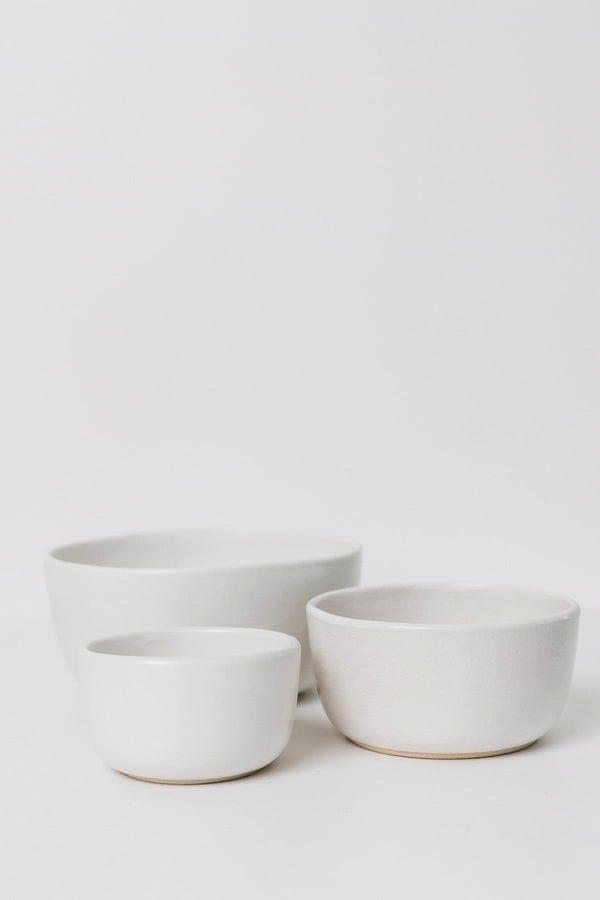 Matte White Ceramic Nesting Bowl Set