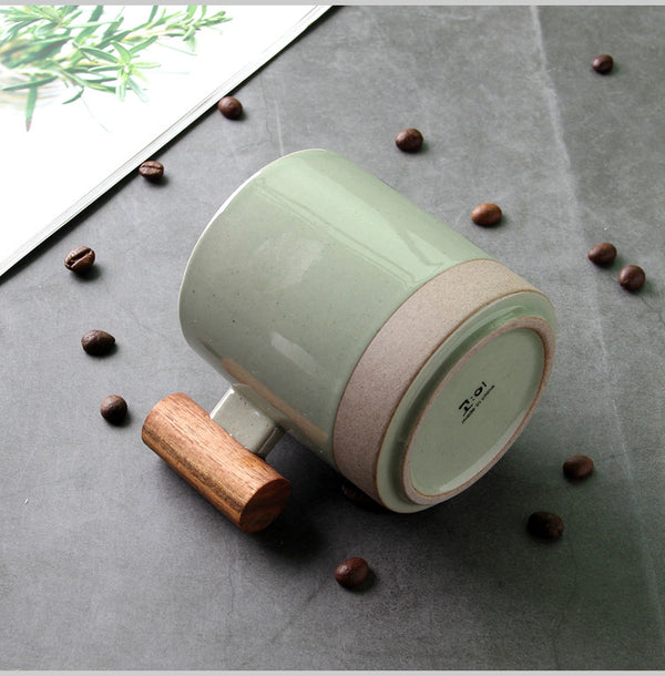 Wood-Handle Glazed Ceramic Mug — alternate view or variant option