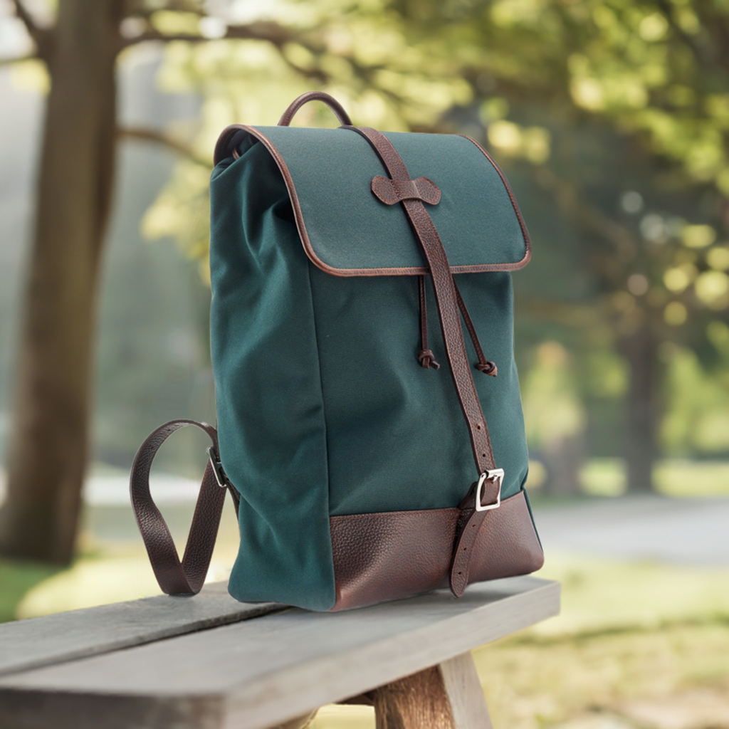 Waterproof Canvas Leather-Trim Backpack