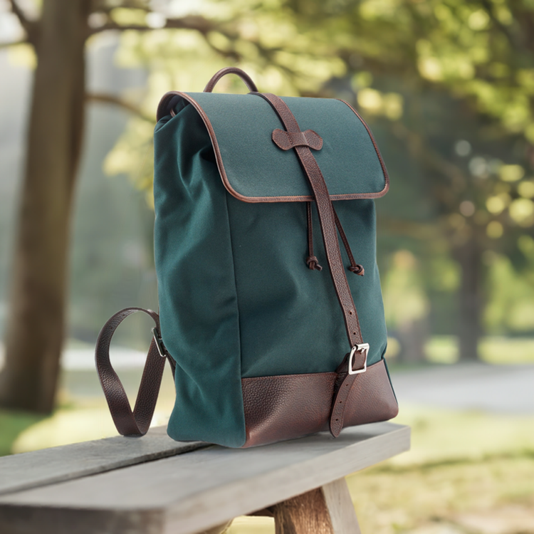 Waterproof Canvas Leather-Trim Backpack