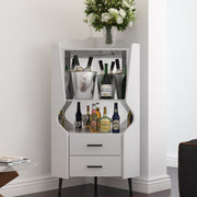 Mirrored Corner Bar Cabinet With Drawers