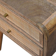 Rattan Panel Mango Wood Nightstand