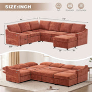 Chenille Modular Sleeper Sectional Sofa