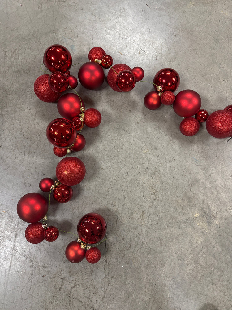 Red Mixed Ball Cluster Garland, 6 ft