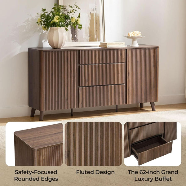 Reeded Wood-Grain Buffet Sideboard – buffet (view 5) | Roost & Roam