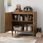 Groove-Front Wood-Grain Buffet Cabinet