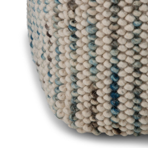 Cream with blue pouf with woven stripe