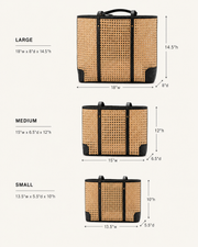 Leather and Rattan Cane Tote Bag