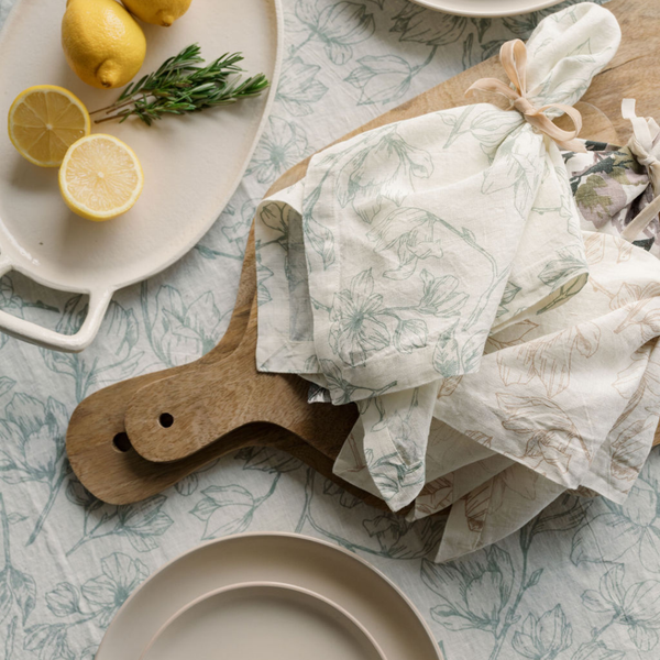 Floral Print Linen Tablecloth