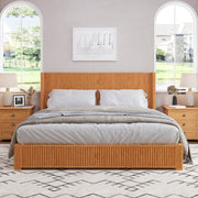 Reeded Wood Platform Bed Frame King