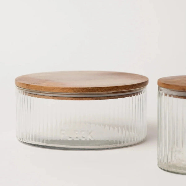 Fluted Glass Storage Jar Set