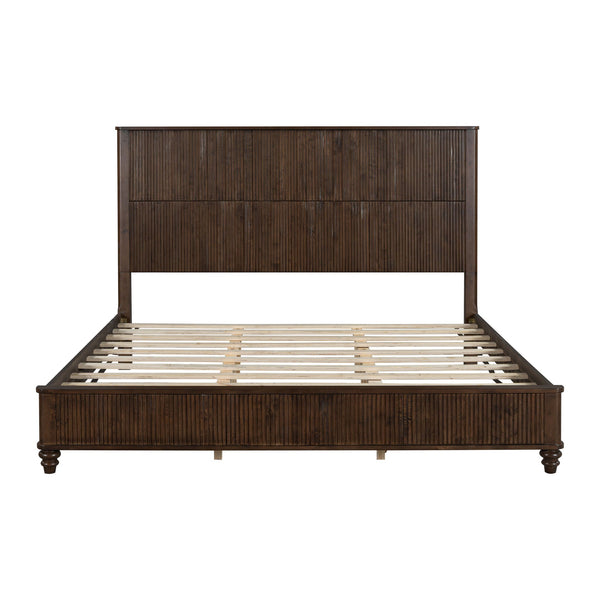 Reeded Wood Platform Bed Frame