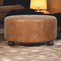 Tufted Buffalo Hide Round Ottoman