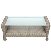 All-Weather Woven Rattan Seating Set — detail of finish and surface variation