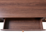 Rattan-Front Fluted Wood TV Stand — alternate angle showing full form