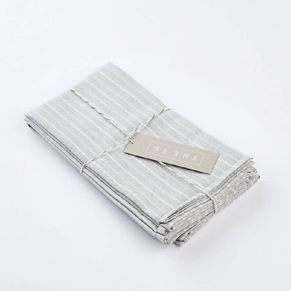 Grey Striped Cotton Napkin Set