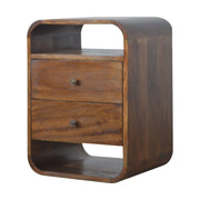 Curved Mango Wood 2-Drawer Nightstand