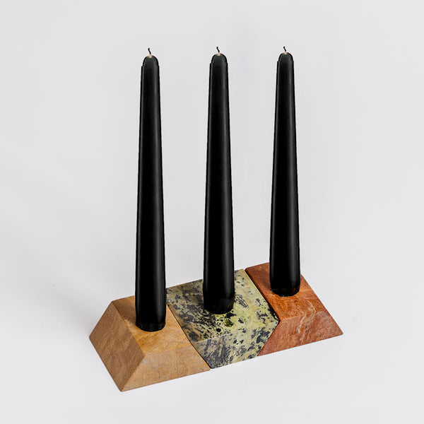 Modular Gemstone Triangle Candelabra Set