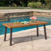Acacia and Woven Wicker Outdoor Dining Set — back and side profile detail