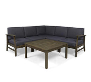 Acacia Wood Sectional Outdoor Sofa Set styled in an outdoor living space