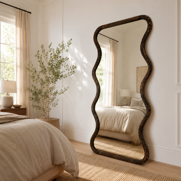Wavy Mango Wood Full-Length Mirror