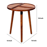 Sectioned Acacia Round Side Table — packaging and unboxing view