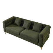 Boucle Channel-Arm Three-Seat Sofa — scale reference and proportion detail