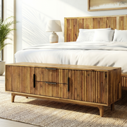 Reeded Wood Storage Bench