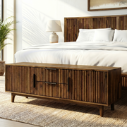 Reeded Wood Storage Bench