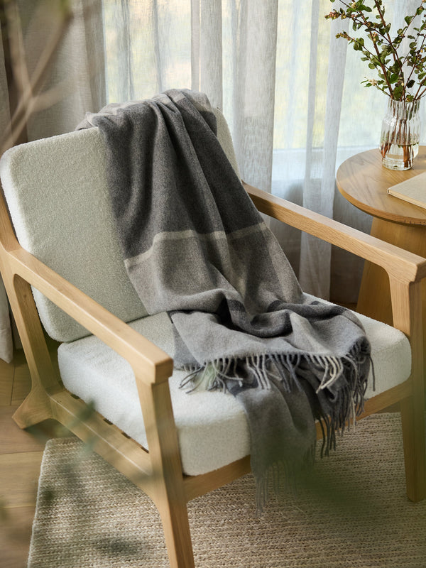 Plaid Wool-Cashmere Blend Throw