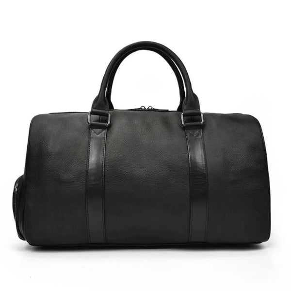 Pebbled Leather Weekender Duffel Bag