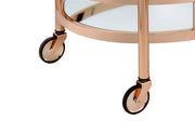 Rose Gold Glass Two-Shelf Bar Cart