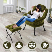 Tufted Velvet Lounge Chair with Ottoman