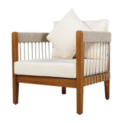 Acacia Rope-Woven Outdoor Club Chair styled in an outdoor living space